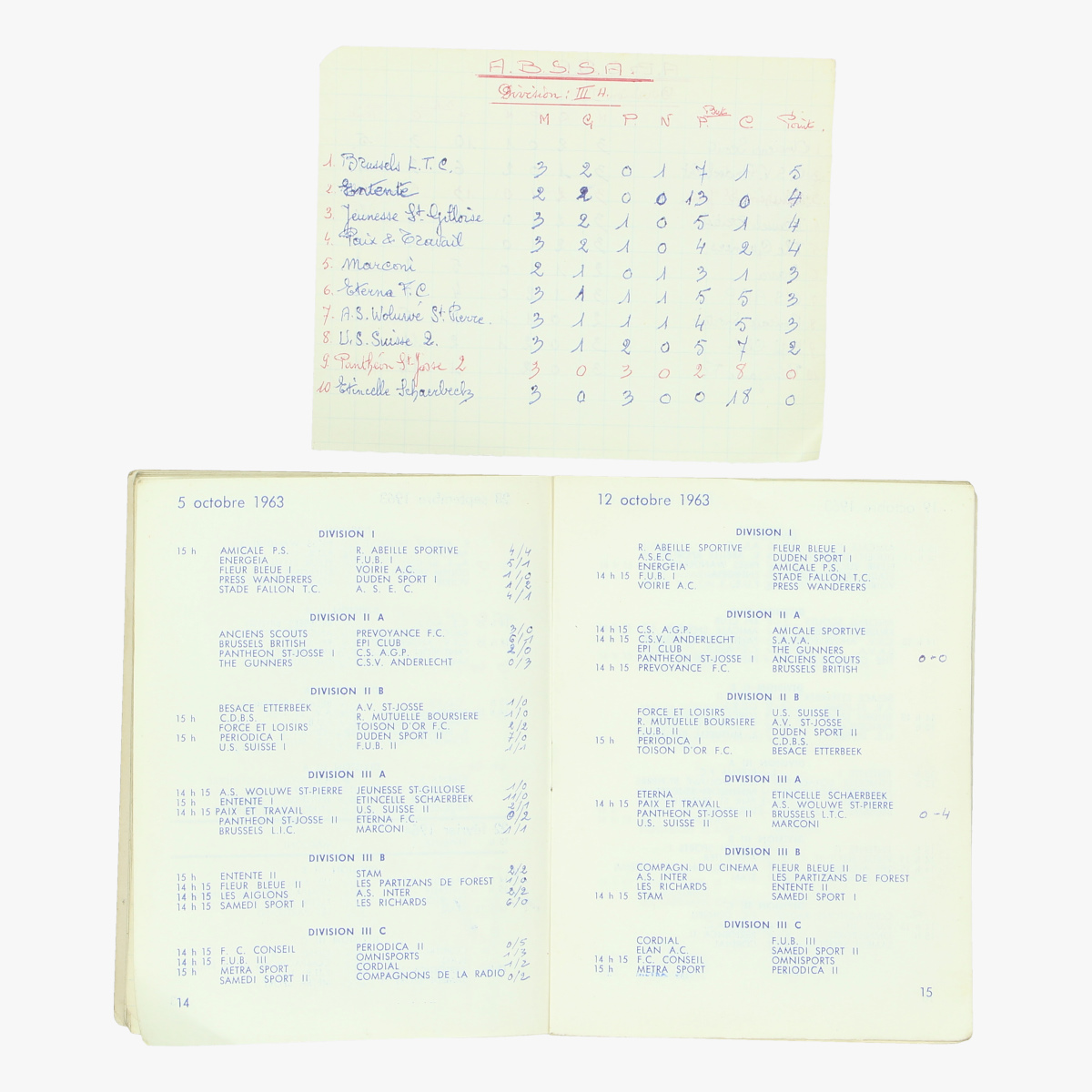 Afbeeldingen van A.B.S.S.A calendrier officiel des championnats 1963-1964