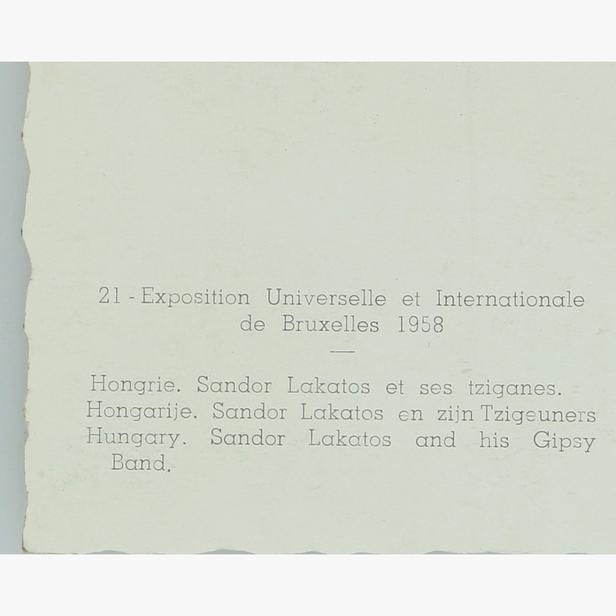 Afbeeldingen van expo 58 postkaart hongarije sandor lakatos en zijn tzigeuners 1958