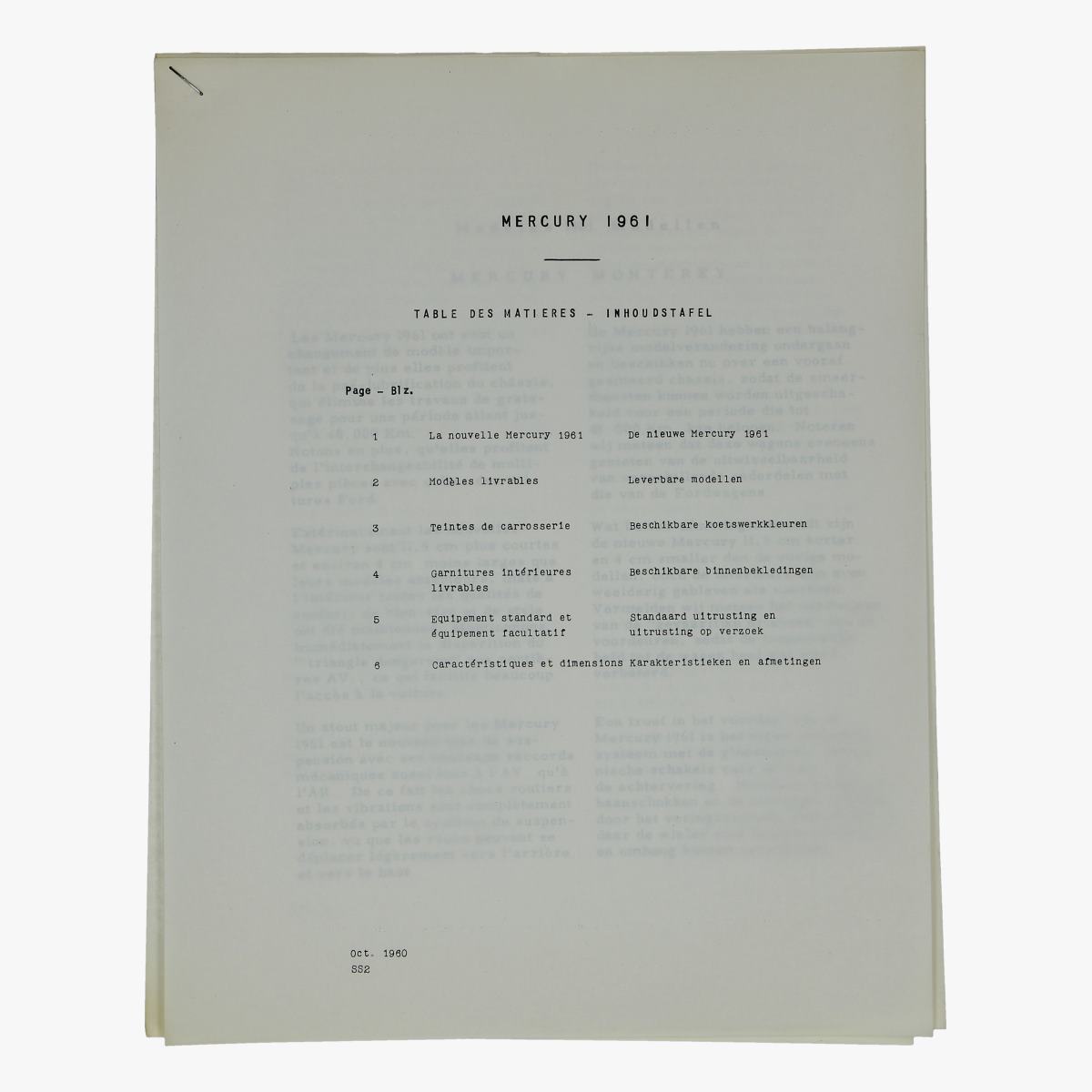 Afbeeldingen van informatie folder mercury 1961