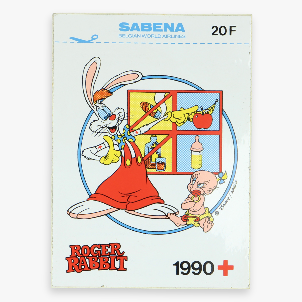 Afbeeldingen van sticker roger rabit disney, sabena, het  rode kruis 1990