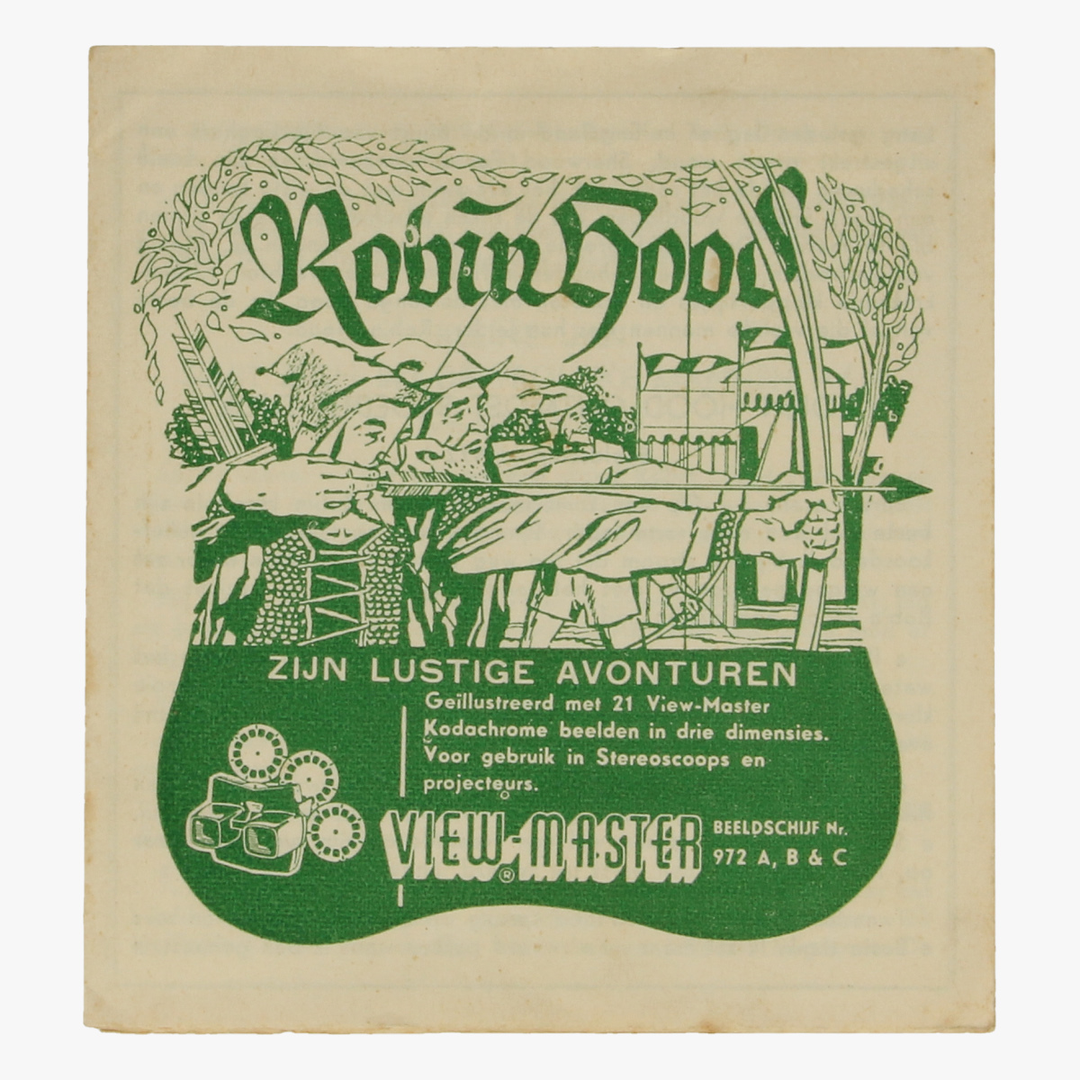 Afbeeldingen van View-Master Robin Hood. vertelboekje Zijn Lustige Avonturen. Nr. 972 A,B &C. 