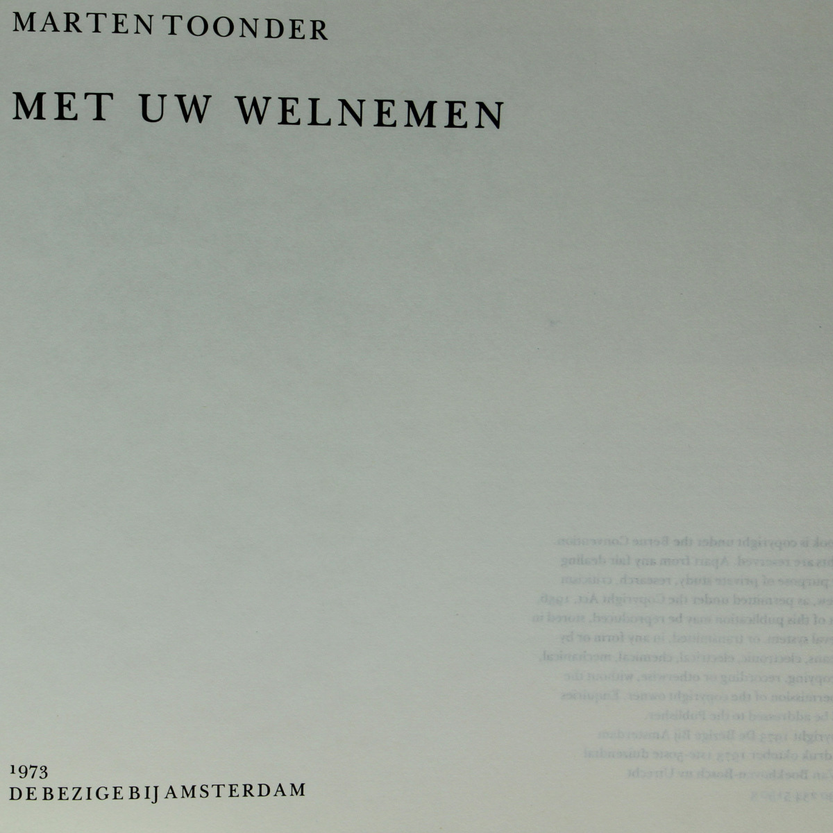 Afbeeldingen van Met uw Welnemen, Boek Marten Toonder