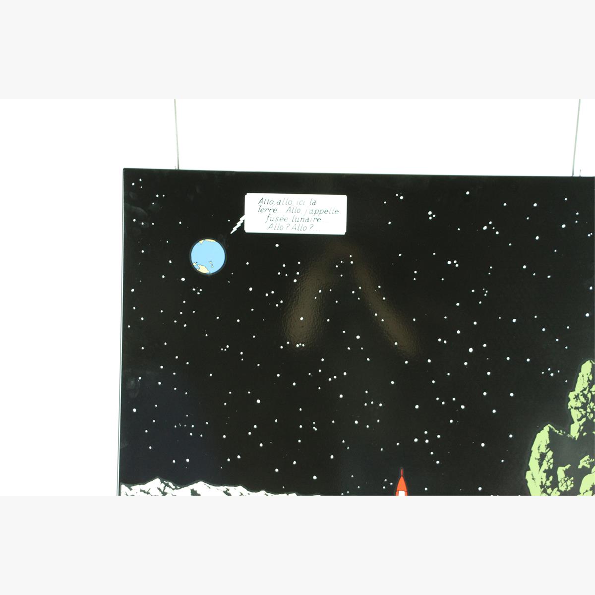 Afbeeldingen van emaille bord kuifje  uit het album mannen op de maan franse tekst plaque émaillée 99 ex 1985 