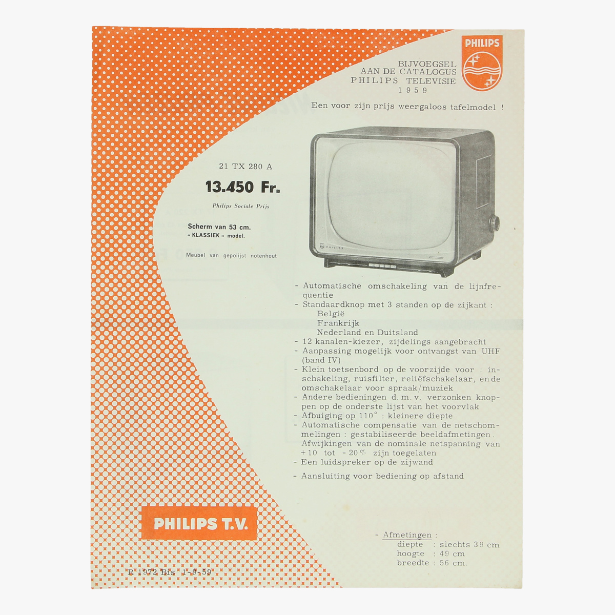 Afbeeldingen van reclame folder philips televisie 1959