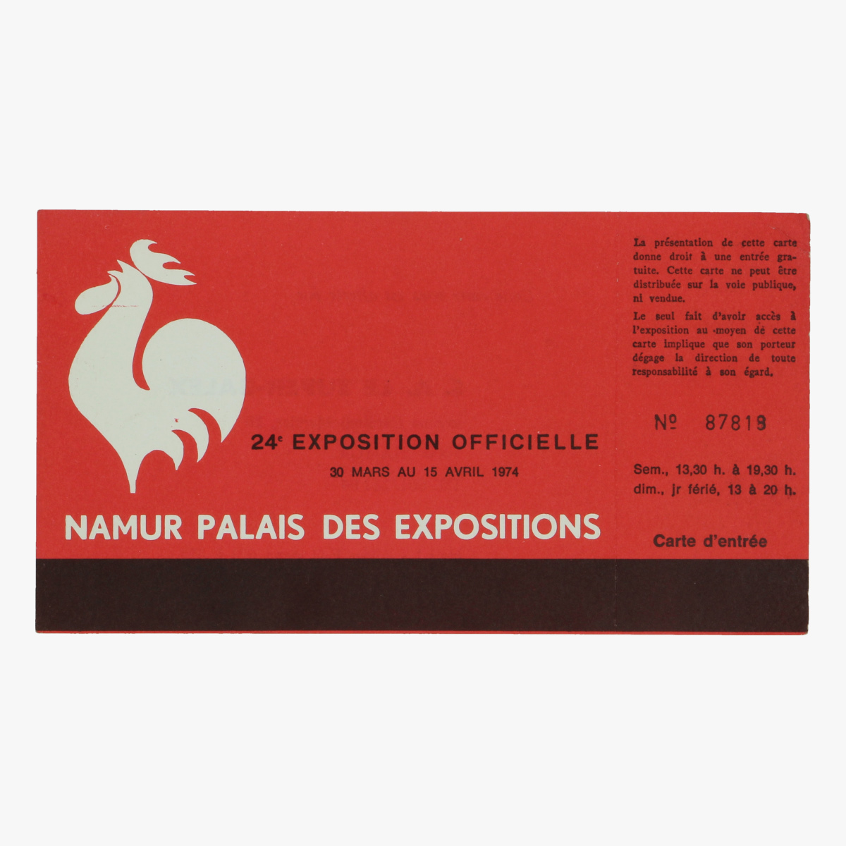 Afbeeldingen van carte d'entrée exposition 1974 namur palais des expositions