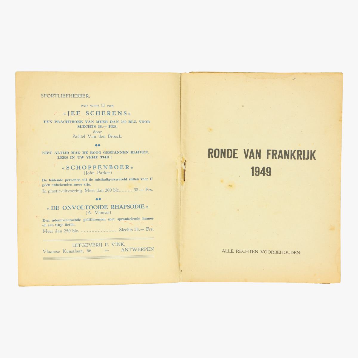 Afbeeldingen van wielrennen boekje  ronde Frankrijk 1949 A. Van Den Broeck