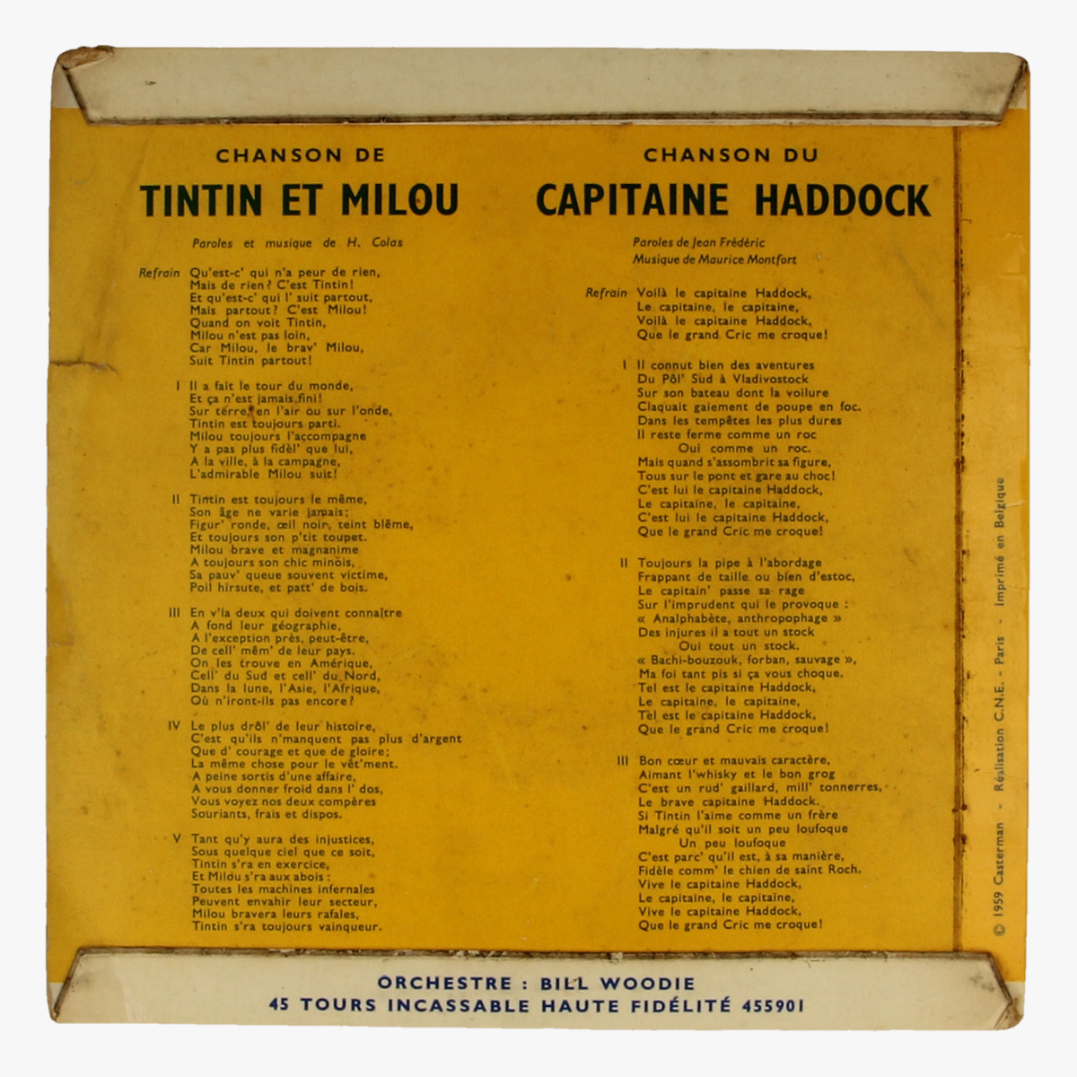 Afbeeldingen van Chanson de Tintin et Milou . Chanson du Capitaine Haddock LP 45 toeren