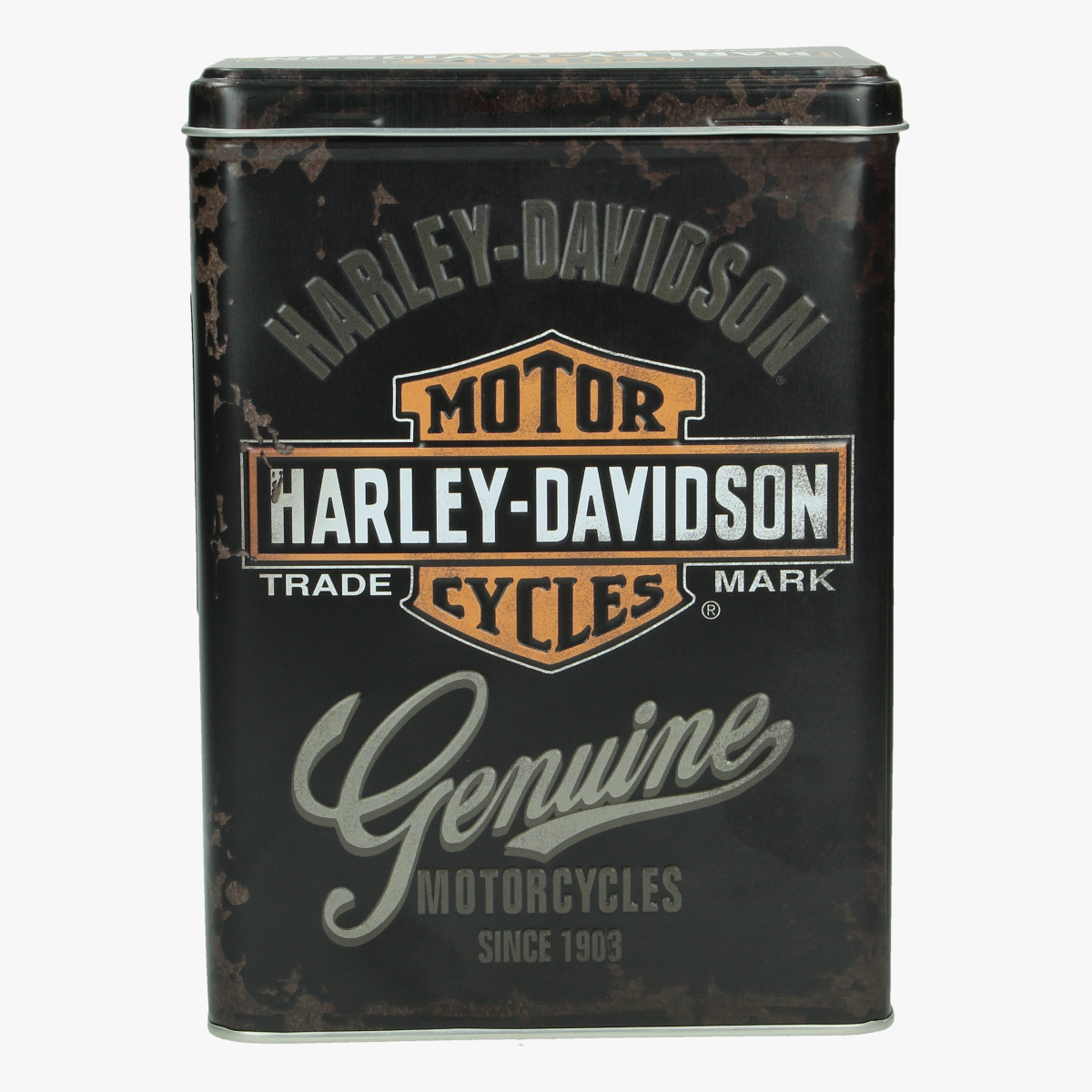 Afbeeldingen van blikken doos harley- davidson genuine motorcycles since 1903 repro