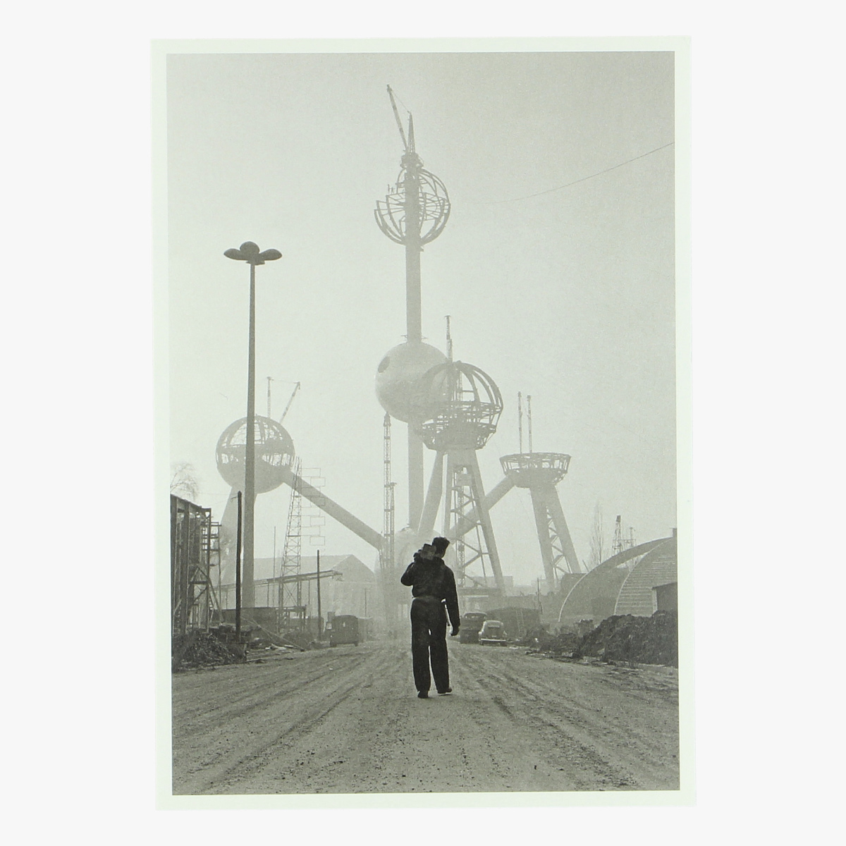 Afbeeldingen van postkaart opbouw van de wereldtentoonstelling expo 58 bxl (1957) repro