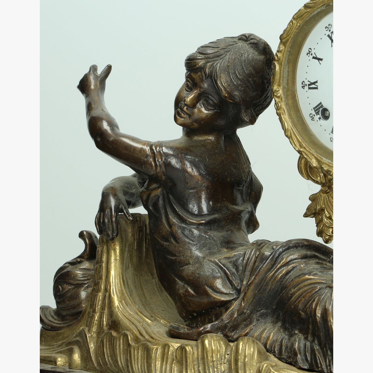 Afbeeldingen van bronzen klok pendule lancini italie met sleutel