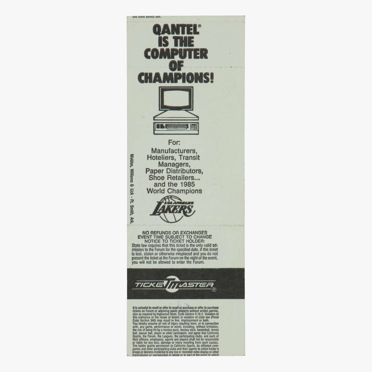 Afbeeldingen van tennis ticket connors -vs- noah 1986 and bassett -vs- garrison 