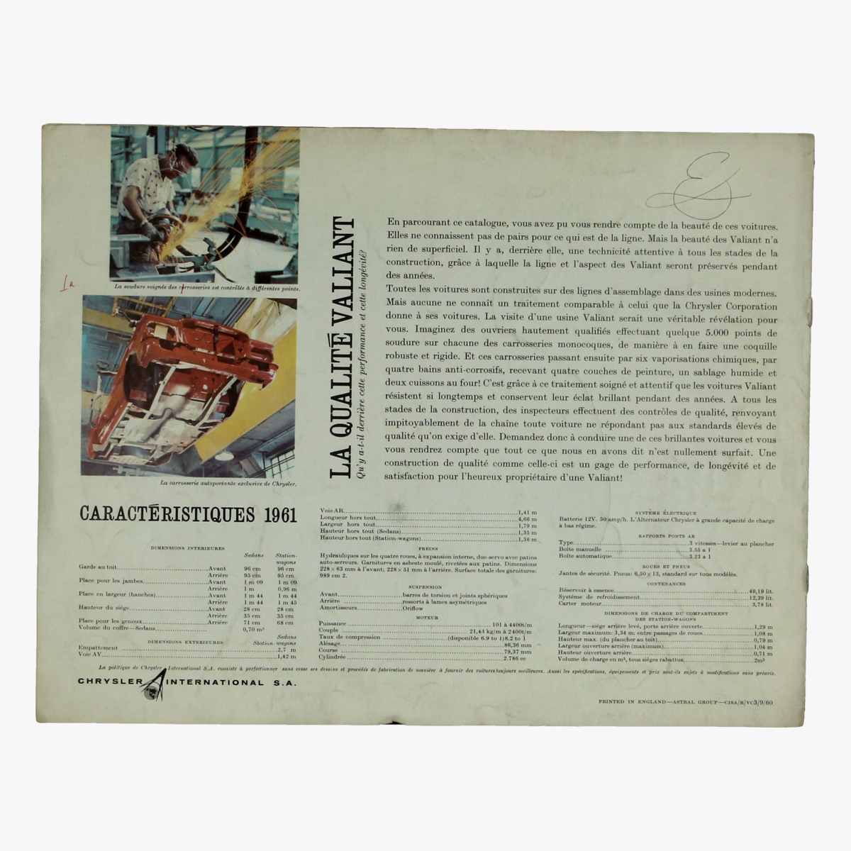 Afbeeldingen van oude reclame folder Valiant 1961