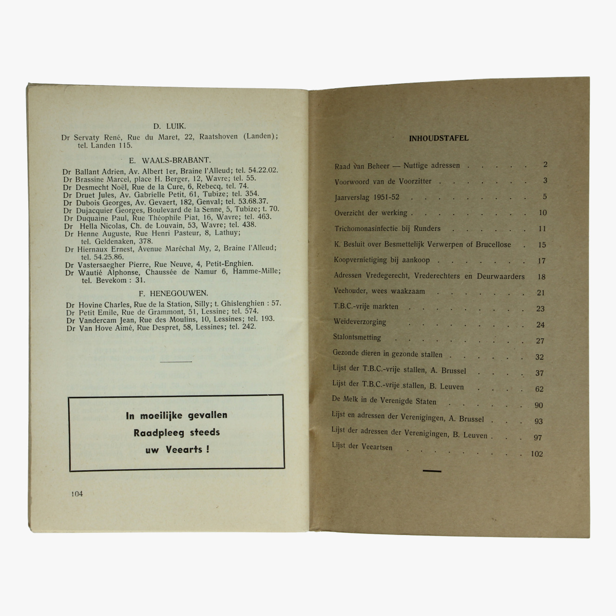 Afbeeldingen van Rundertuberculosebestrijding 1951-1952 Provincie Brabant. Boek