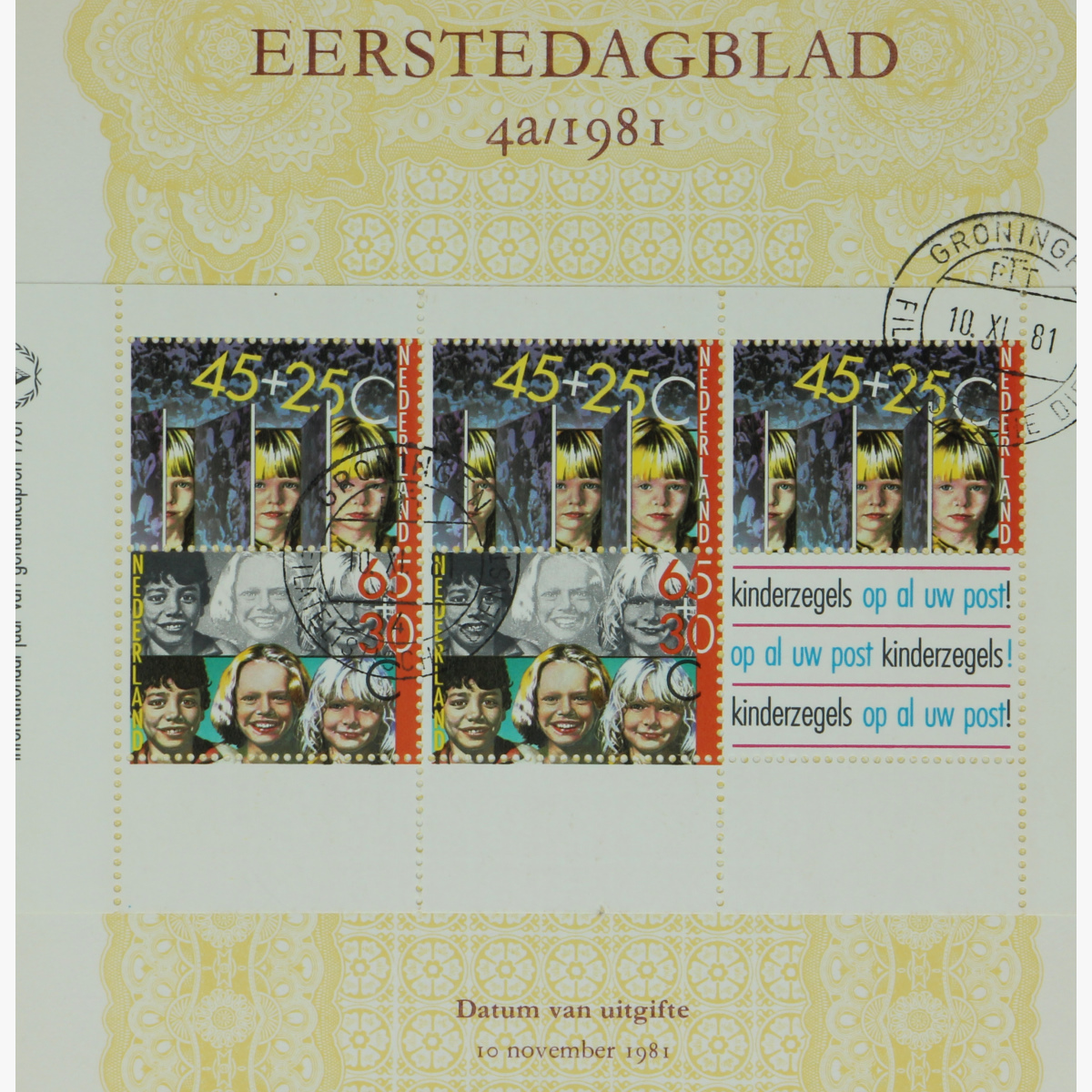 Afbeeldingen van Postzegls eerste dagbladen 5 genummerde uitgaves NL 1981