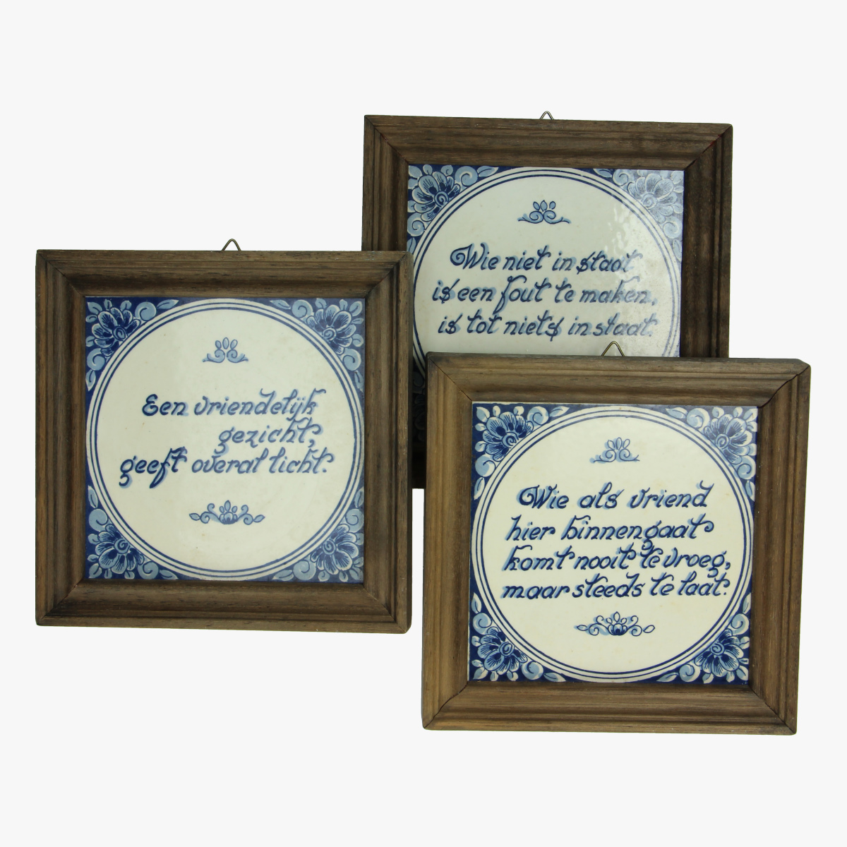 Afbeeldingen van Spreuktegels Delfts Blauw Setje van 3 stuks.