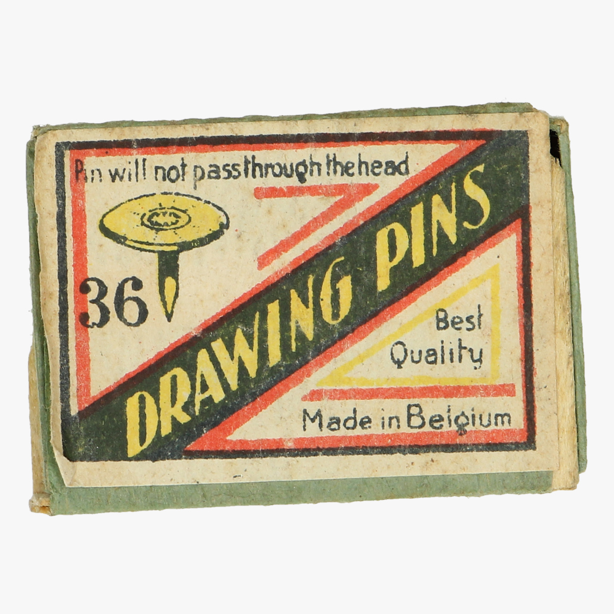 Afbeeldingen van oude doosje drawing pins made in belguim