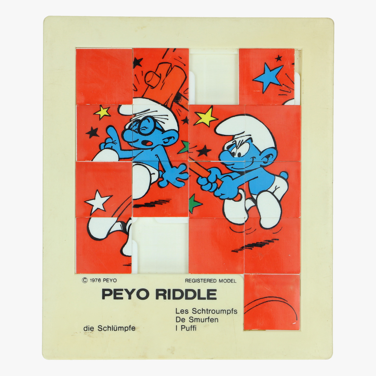 Afbeeldingen van de smurfen peyo riddle 1976 made in belgium 