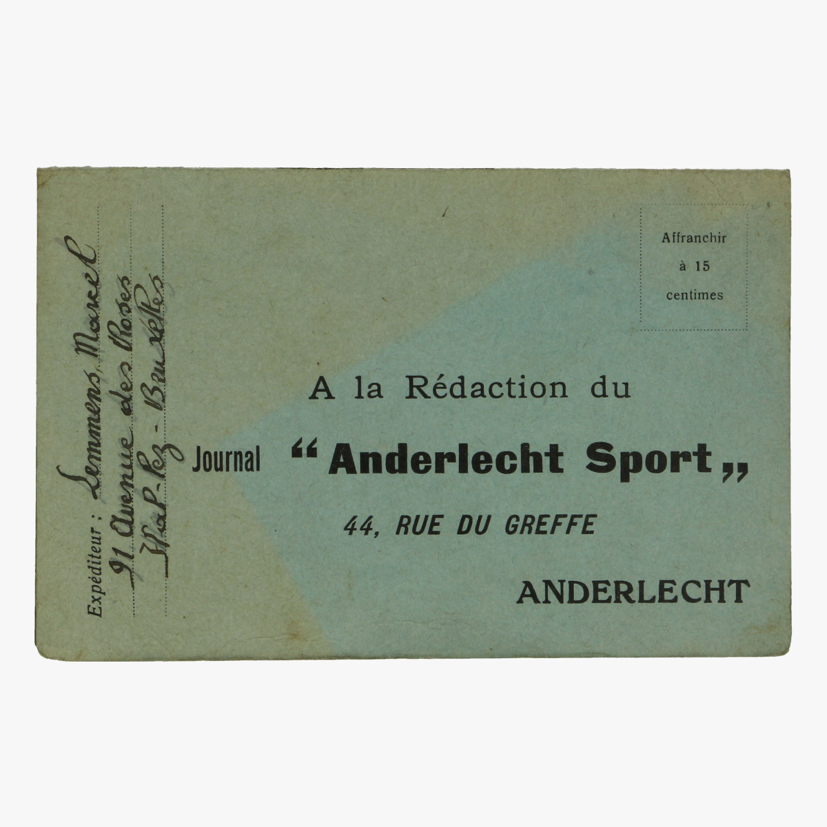 Afbeeldingen van aanvraag formulier voor dagblad anderlechtsport 1924