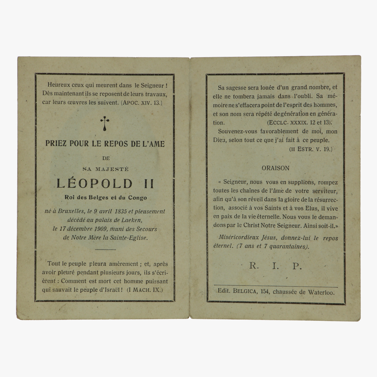 Afbeeldingen van doodsprentje Leopold 2 franstalig