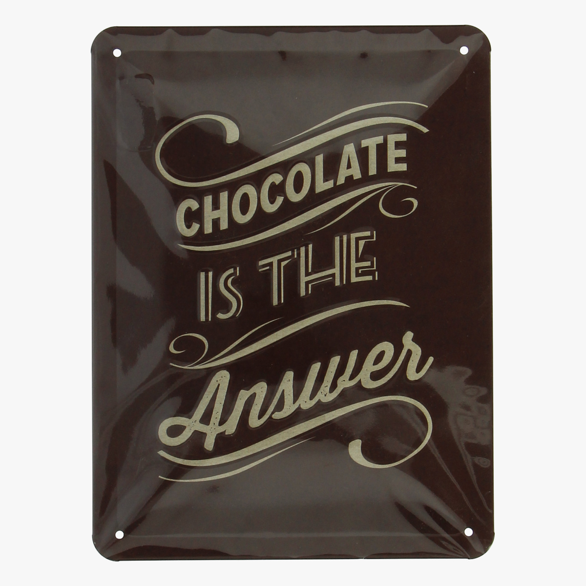Afbeeldingen van blikken bordje chocolate is the answer 