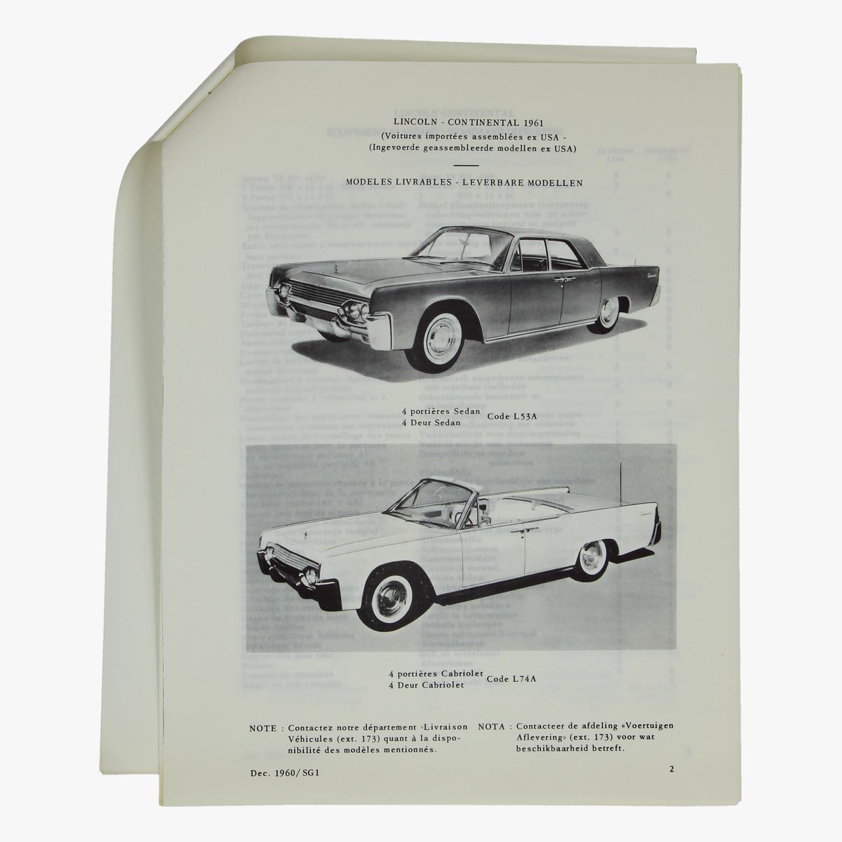 Afbeeldingen van oude folder lincoln continental 1961