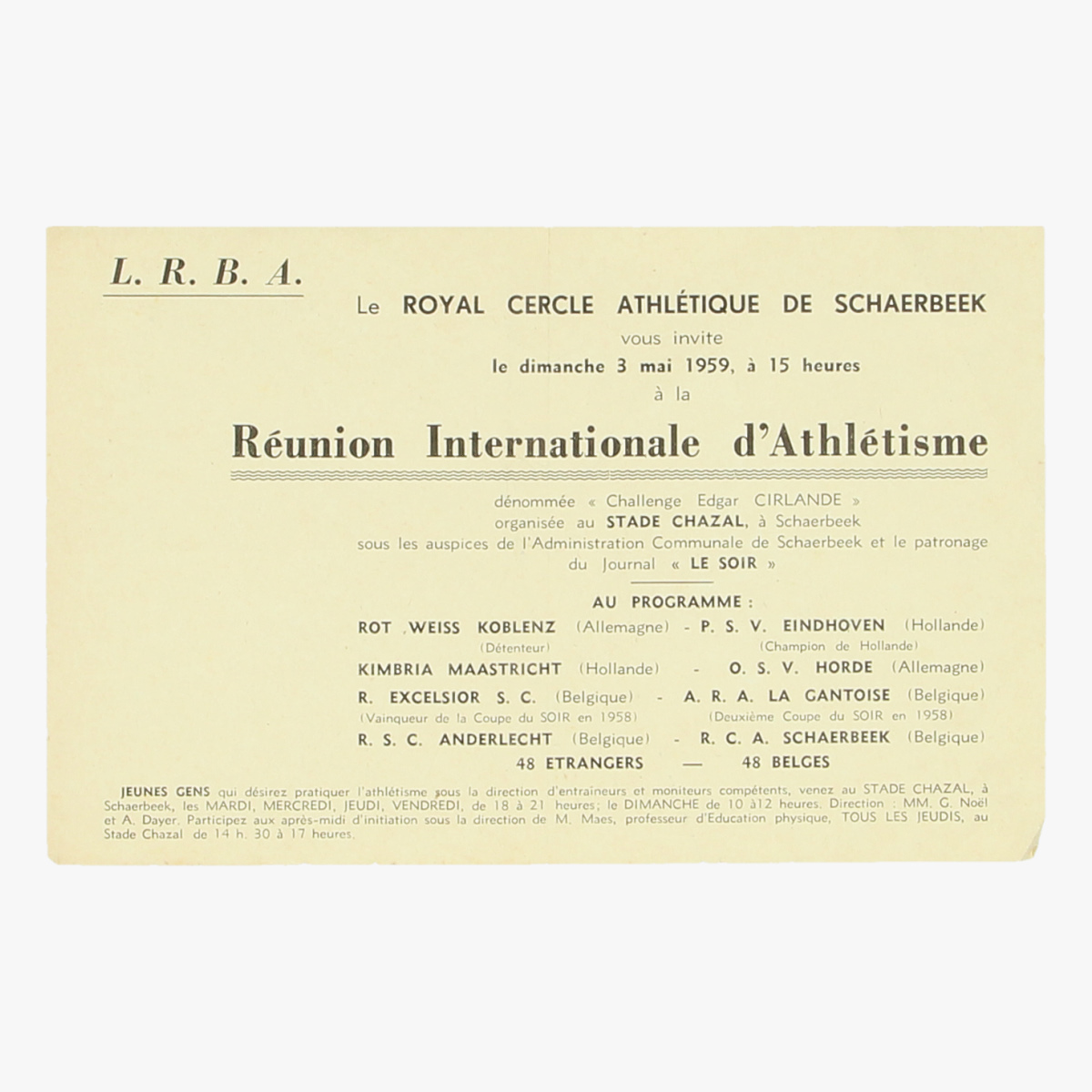 Afbeeldingen van flyer internationale atletiek 1959