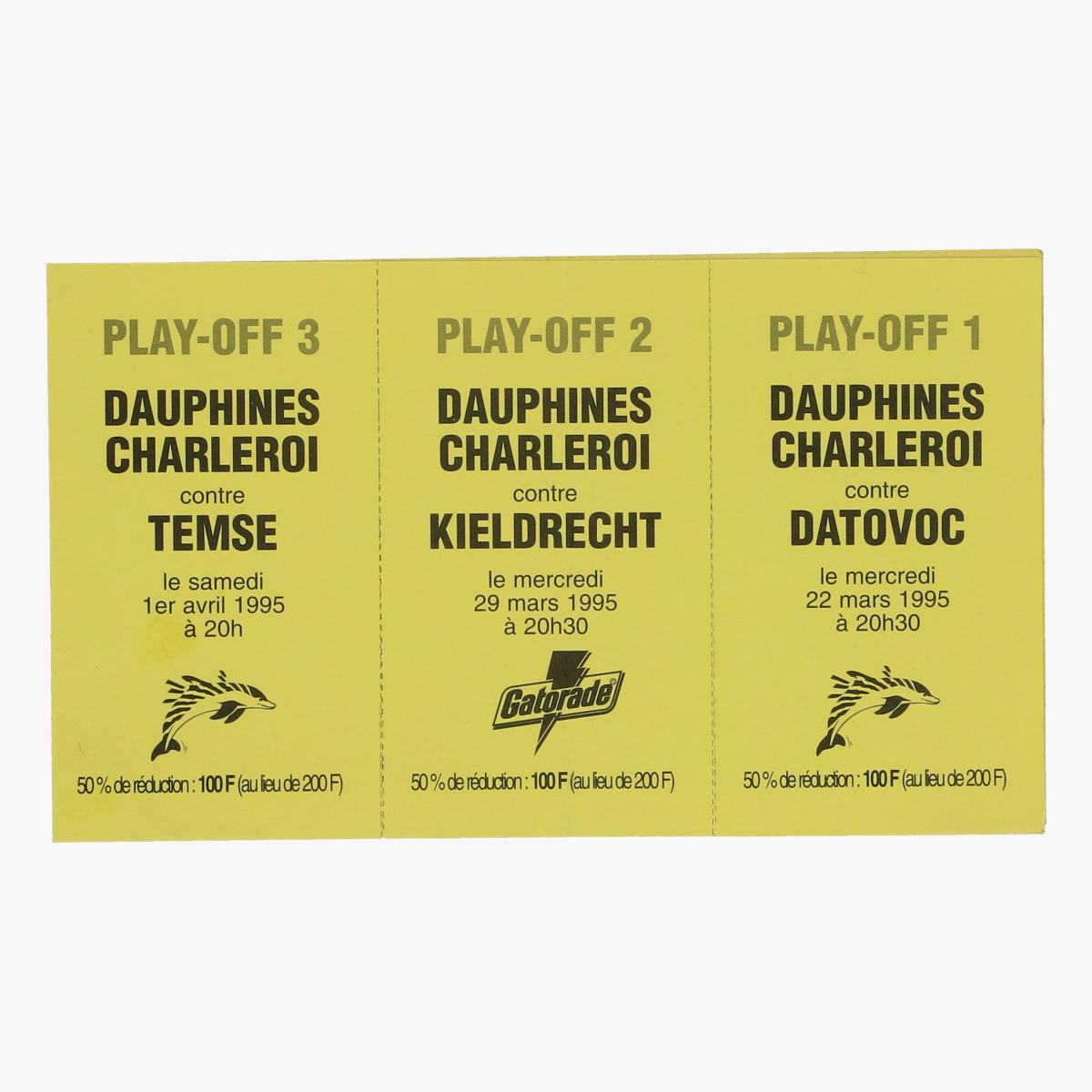 Afbeeldingen van tickets dauphines Charleroi 1995