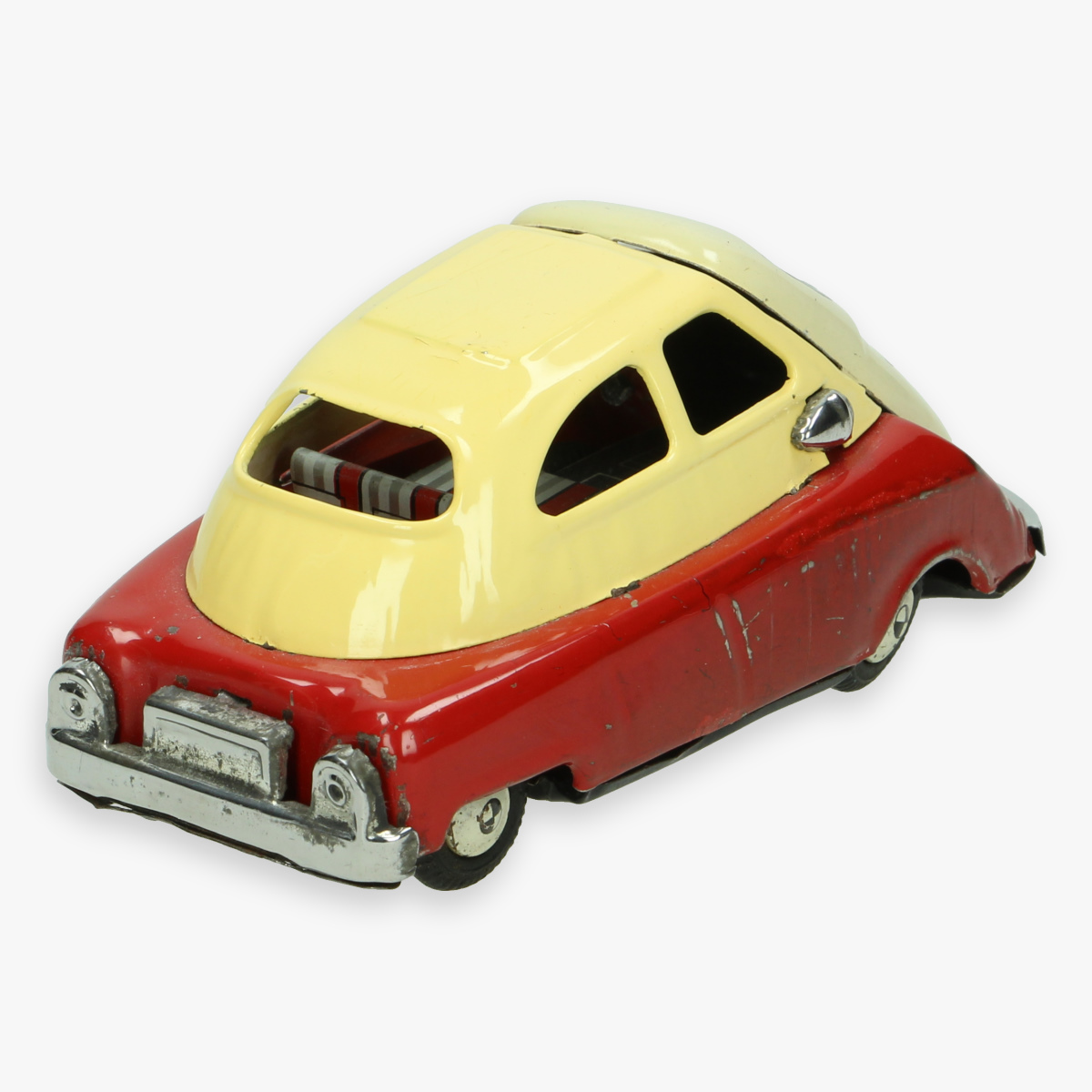 Afbeeldingen van bmw isetta made in japan ''cragstan'' tin toy friction car jaren 50
