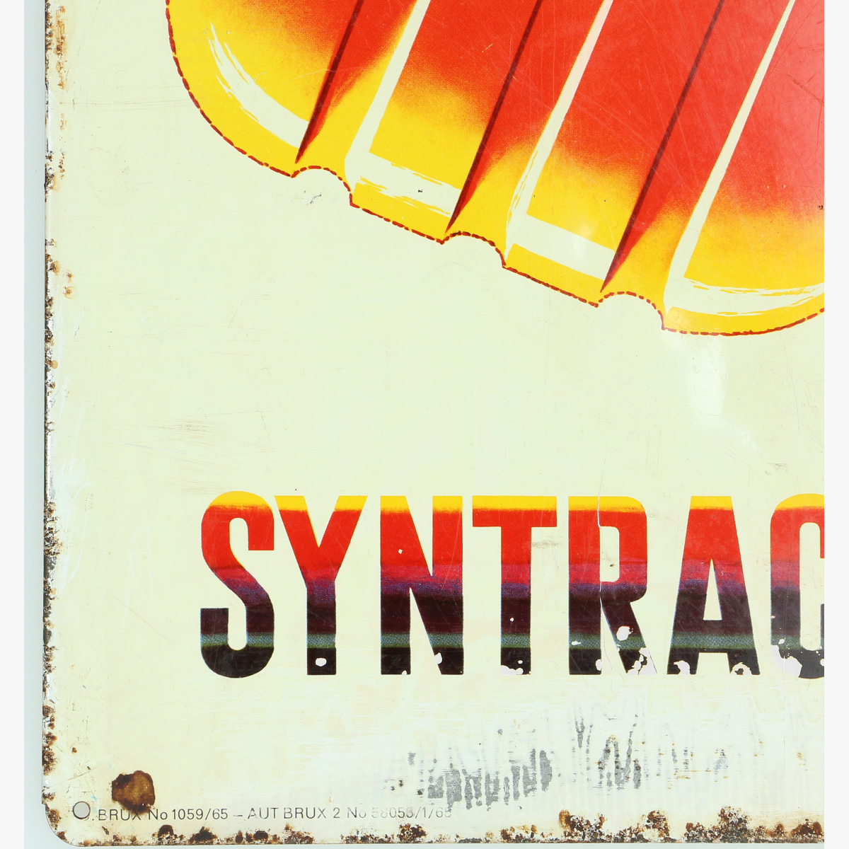 Afbeeldingen van blikken reclame bordje syntraciet 1965